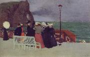 Felix Vallotton The Beach Promenade in Etretat oil